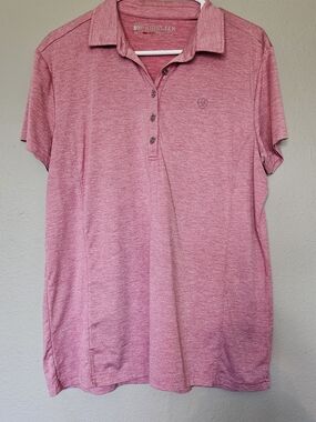 Ariat Pink Ariat-tek XL Heather Button-Down Polo Shirt